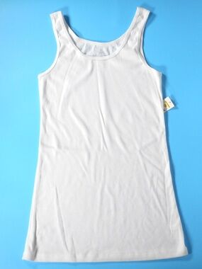 NWT Bobbie Brooks Womens Sz S L Bright White Tank Top 100% Cotton Summer